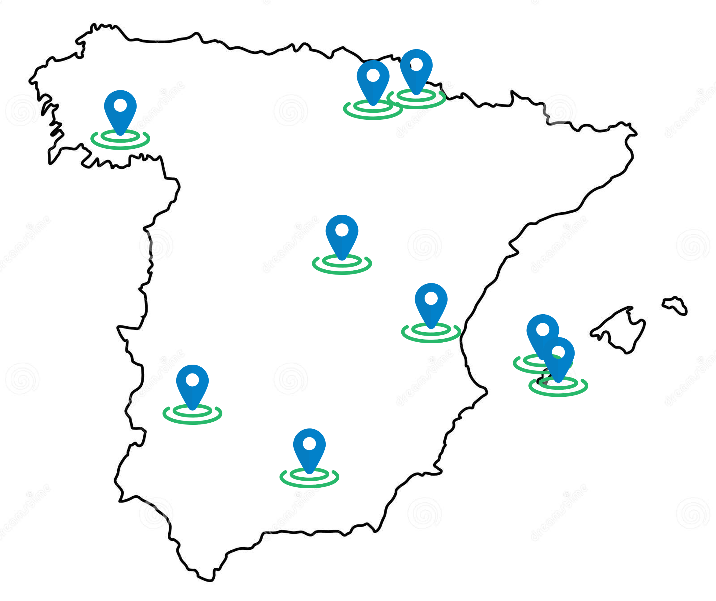 Mapa de España con clientes de Gesto Deportivo