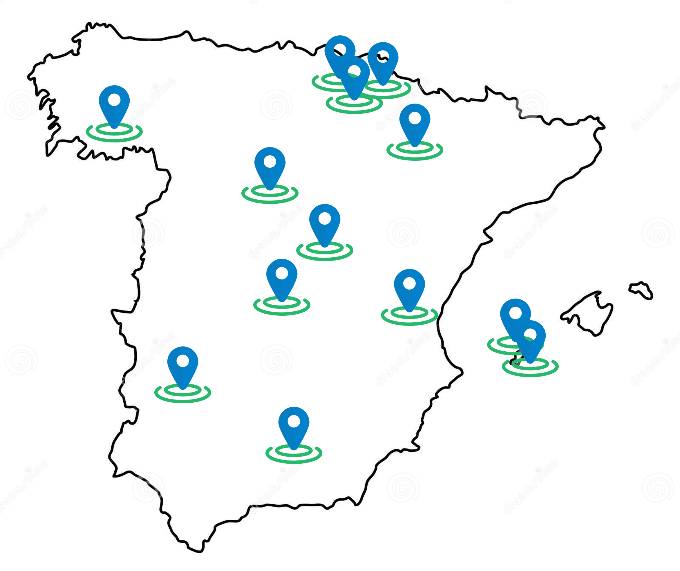 Mapa de España con clientes de Gesto Deportivo